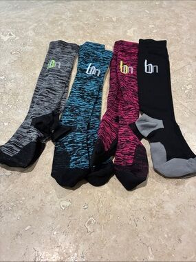 Bluemaple women’s copper compression Socks - Black, Gray, Blue, Pink (4-Pack)
